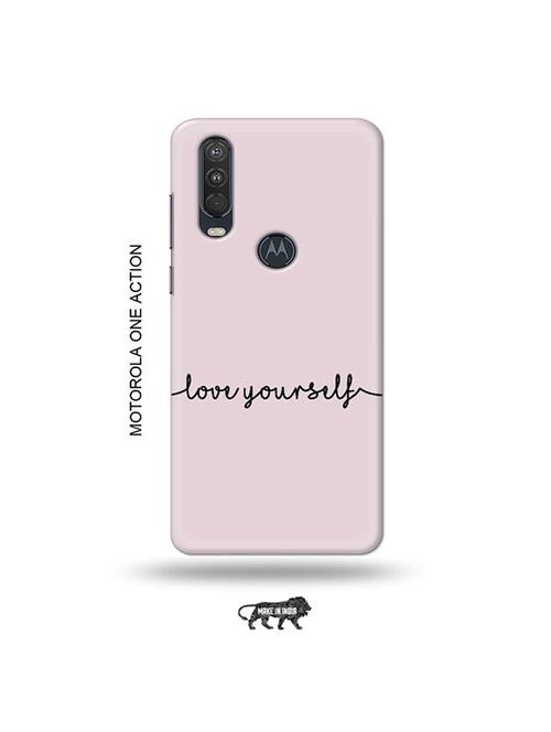tweakymod designer printed hard case | love yourself back cover compatible with motorola one action - 19032854 - Very Small Image - 1
