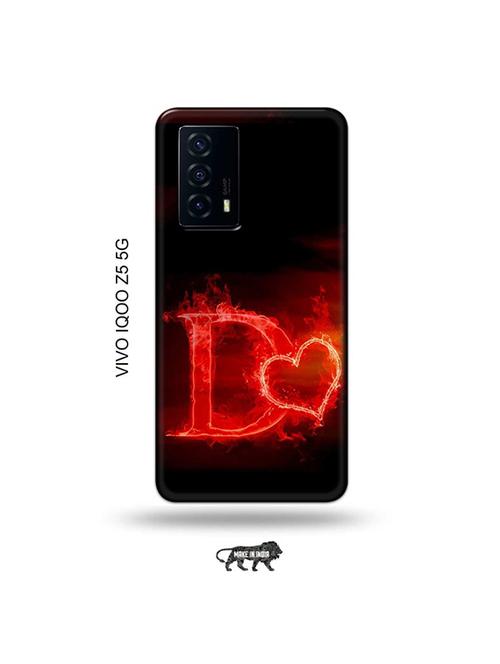 tweakymod designer printed hard case | fire heart letter d back cover compatible with vivo iqoo z5 5g - 19033500 - Very Small Image - 1