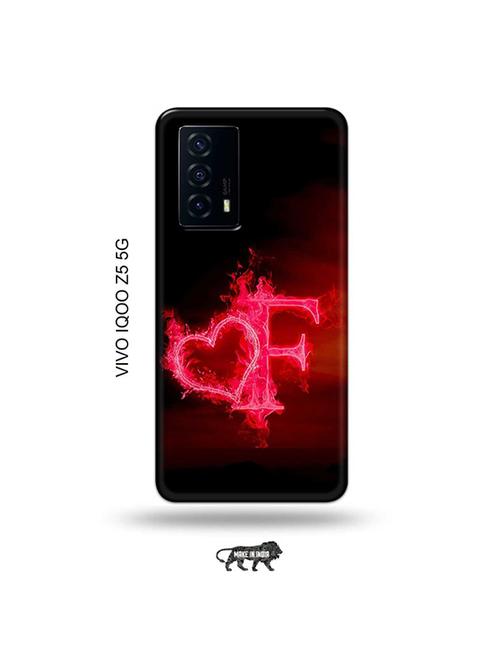 tweakymod designer printed hard case | fire heart letter f back cover compatible with vivo iqoo z5 5g - 19033502 - Very Small Image - 1