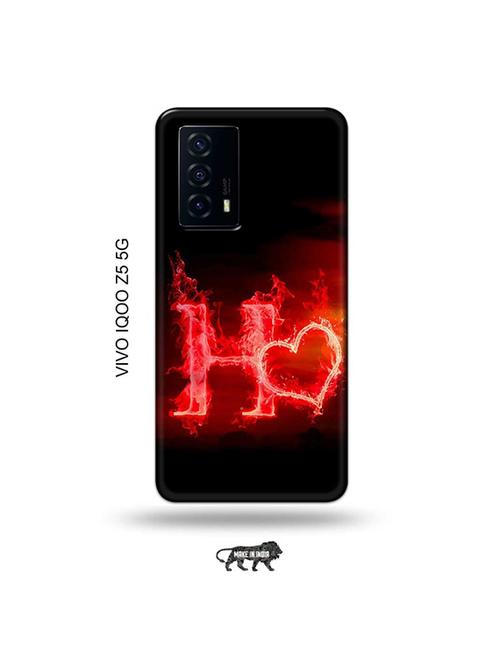 tweakymod designer printed hard case | fire heart letter h back cover compatible with vivo iqoo z5 5g - 19033504 - Very Small Image - 1