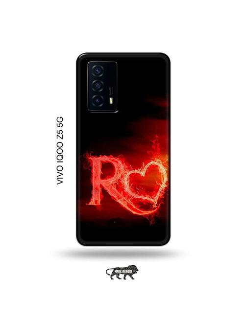 tweakymod designer printed hard case | fire heart letter r back cover compatible with vivo iqoo z5 5g - 19033514 - Very Small Image - 1