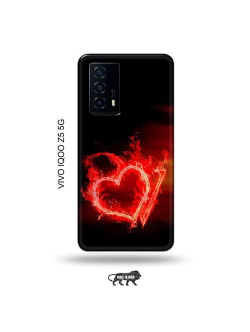 tweakymod designer printed hard case | fire heart letter v back cover compatible with vivo iqoo z5 5g - 19033518 - Very Small Image - 1