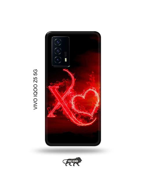tweakymod designer printed hard case | fire heart letter x back cover compatible with vivo iqoo z5 5g - 19033520 - Very Small Image - 1