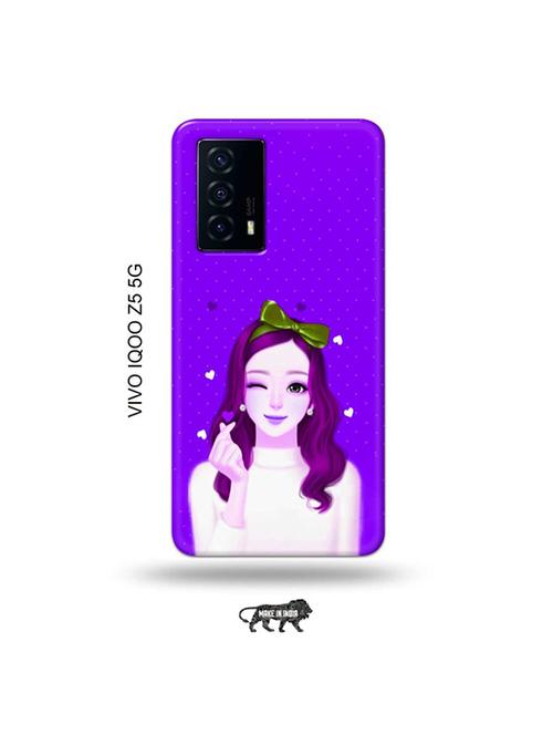 tweakymod designer printed hard case | lovely girl purple back cover compatible with vivo iqoo z5 5g - 19033566 - Very Small Image - 1