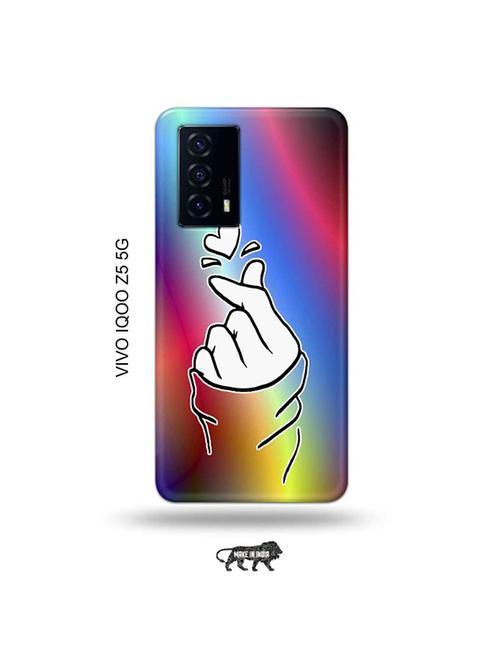 korean heart gesture multicolour back cover compatible with vivo iqoo z5 5g - 19033746 - Very Small Image - 1