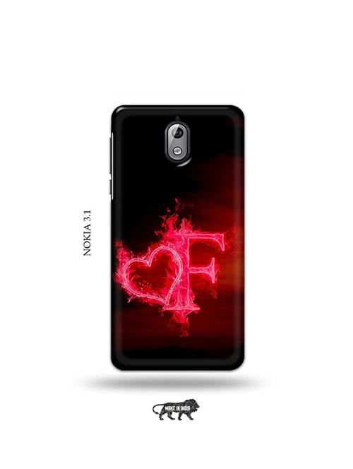 tweakymod designer printed hard case | fire heart letter f back cover compatible with nokia 3.1 - 19034021 - Very Small Image - 1