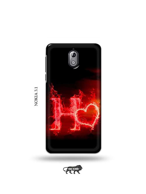 fire heart letter h back cover compatible with nokia 3.1 - 19034023 - Very Small Image - 1