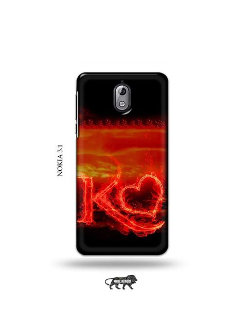 tweakymod designer printed hard case | fire heart letter k back cover compatible with nokia 3.1 - 19034026 - Very Small Image - 1