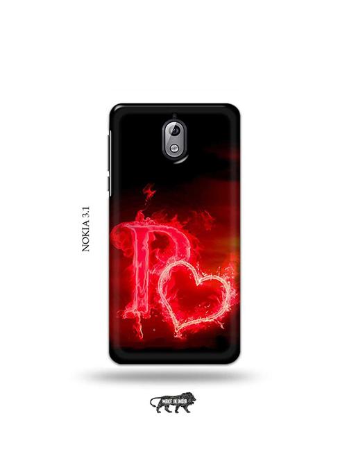 tweakymod designer printed hard case | fire heart letter p back cover compatible with nokia 3.1 - 19034031 - Very Small Image - 1