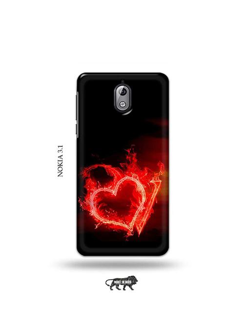tweakymod designer printed hard case | fire heart letter v back cover compatible with nokia 3.1 - 19034037 - Very Small Image - 1