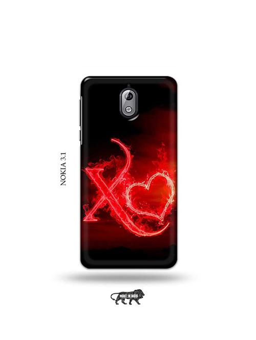 tweakymod designer printed hard case | fire heart letter x back cover compatible with nokia 3.1 - 19034039 - Very Small Image - 1