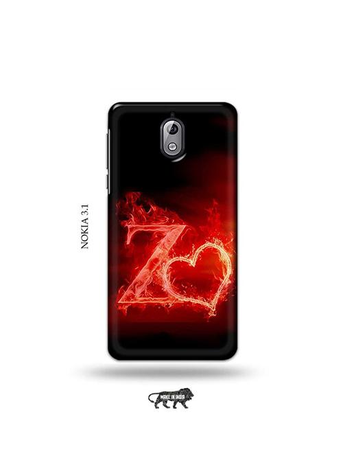 tweakymod designer printed hard case | fire heart letter z back cover compatible with nokia 3.1 - 19034041 - Very Small Image - 1