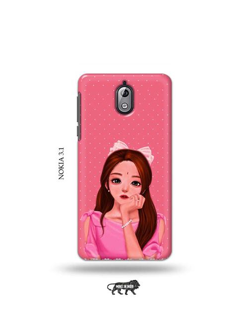 tweakymod designer printed hard case | pink girl back cover compatible with nokia 3.1 - 19034086 - Very Small Image - 1
