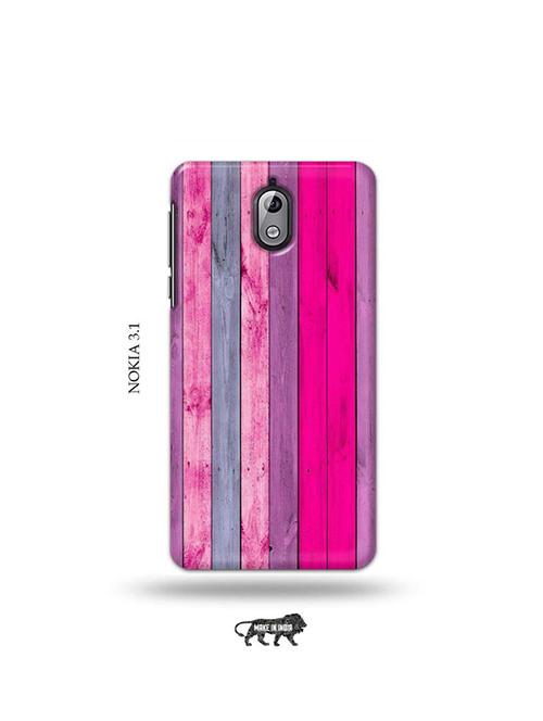 tweakymod designer printed hard case | pink wood back cover compatible with nokia 3.1 - 19034380 - Very Small Image - 1