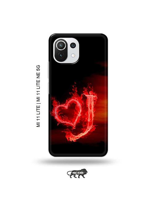 fire heart letter j back cover compatible with mi 11 lite, xiaomi 11 lite ne 5g - 19034544 - Very Small Image - 1