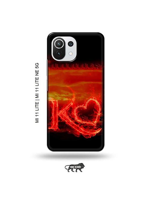 fire heart letter k back cover compatible with mi 11 lite, xiaomi 11 lite ne 5g - 19034545 - Very Small Image - 1