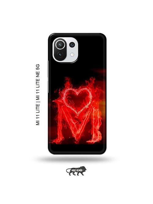 fire heart letter m back cover compatible with mi 11 lite, xiaomi 11 lite ne 5g - 19034547 - Very Small Image - 1