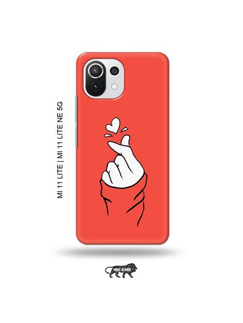 korean heart gesture pink back cover compatible with mi 11 lite, xiaomi 11 lite ne 5g - 19034784 - Very Small Image - 1
