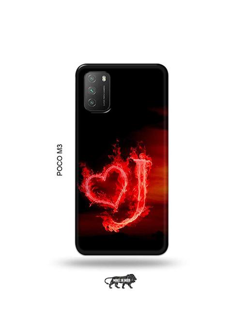 fire heart letter j back cover compatible with poco m3 - 19035061 - Very Small Image - 1