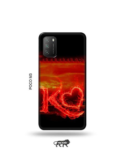 fire heart letter k back cover compatible with poco m3 - 19035062 - Very Small Image - 1