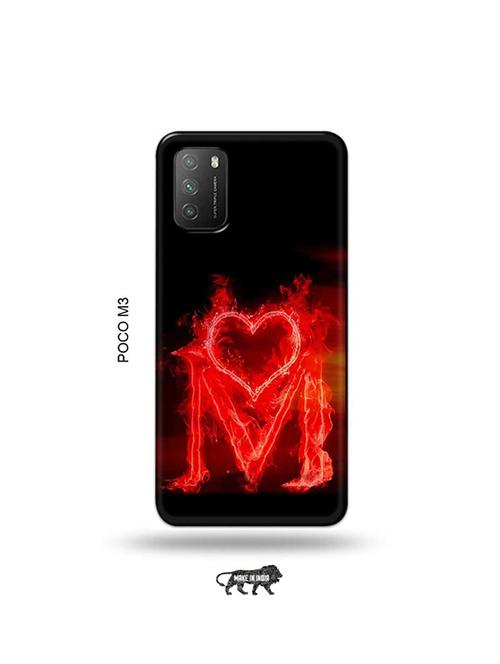 fire heart letter m back cover compatible with poco m3 - 19035064 - Very Small Image - 1