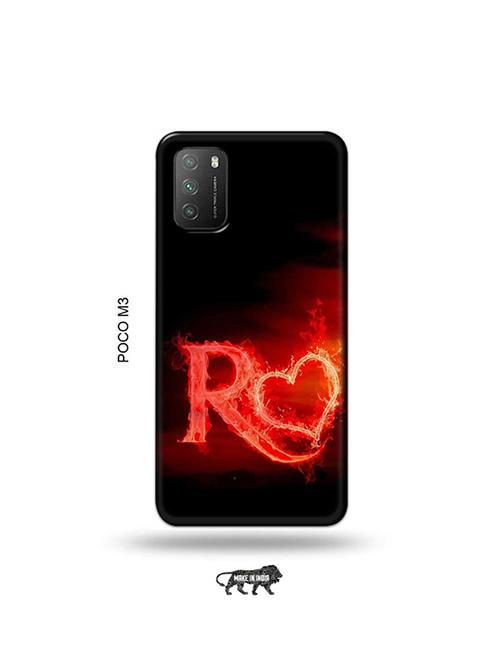 fire heart letter r back cover compatible with poco m3 - 19035069 - Very Small Image - 1