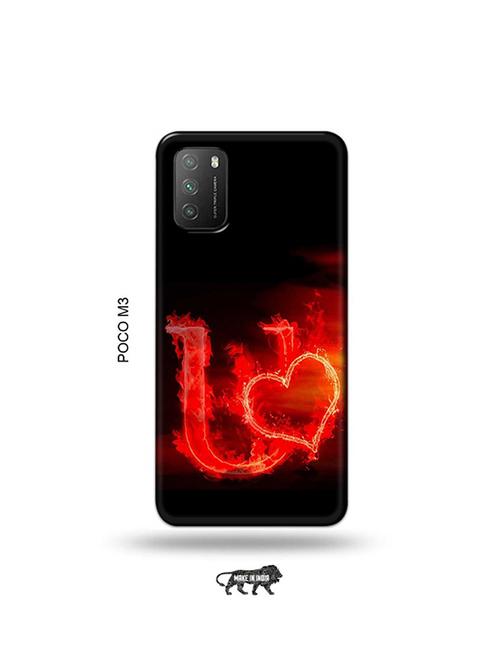 fire heart letter u back cover compatible with poco m3 - 19035072 - Very Small Image - 1