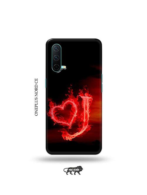 fire heart letter j back cover compatible with oneplus nord ce - 19038730 - Very Small Image - 1