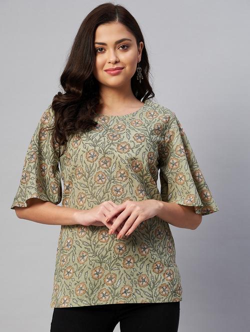 green printed regular top - 19039309 - Very Small Image - 1