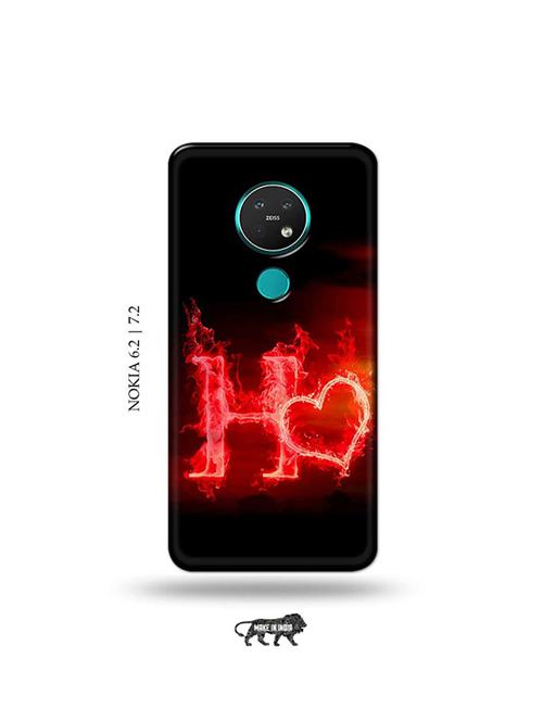 fire heart letter h back cover compatible with nokia 6.2, nokia 7.2 - 19043379 - Very Small Image - 1