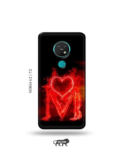 fire heart letter m back cover compatible with nokia 6.2, nokia 7.2 - 19043384 - Very Small Image - 1