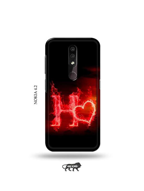 fire heart letter h back cover compatible with nokia 4.2 - 19044421 - Very Small Image - 1