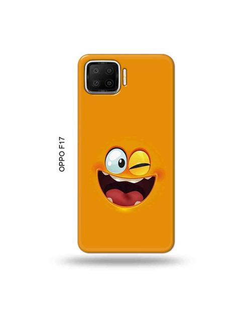 tweakymod designer printed hard case | funny face orange back cover compatible with oppo f17 - 19045216 - Very Small Image - 1