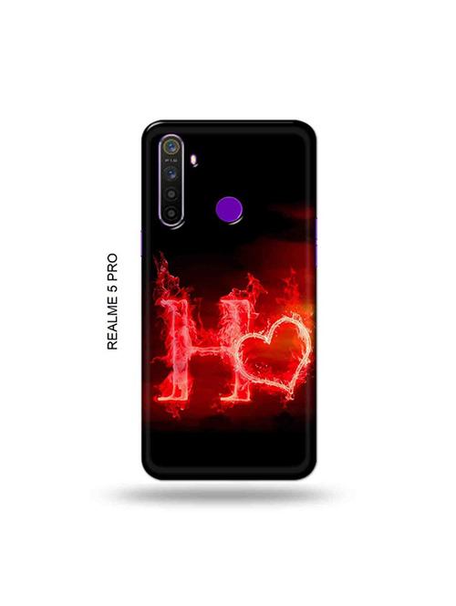 fire heart letter h back cover compatible with realme 5 pro - 19045982 - Very Small Image - 1