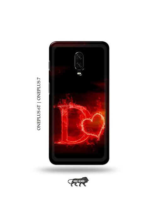 fire heart letter d back cover compatible with oneplus 6t, oneplus 7r - 19048077 - Very Small Image - 1
