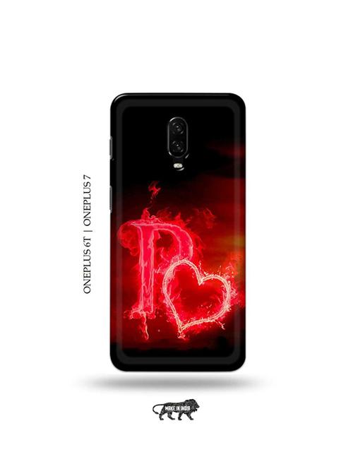 fire heart letter p back cover compatible with oneplus 6t, oneplus 7 - 19048089 - Very Small Image - 1