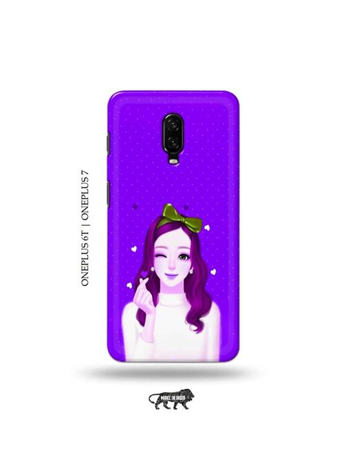 lovely girl purple back cover compatible with oneplus 6t, oneplus 7 - 19048143 - Very Small Image - 1