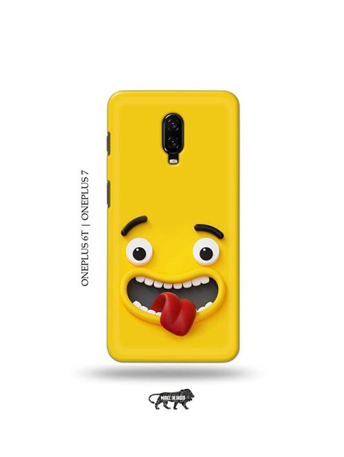 tweakymod designer printed hard case | wink face yellow back cover compatible with oneplus 6t, oneplus 7 - 19048350 - Very Small Image - 1