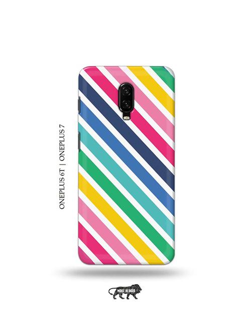 tweakymod designer printed hard case | diagonal strips back cover compatible with oneplus 6t, oneplus 7 - 19048400 - Very Small Image - 1