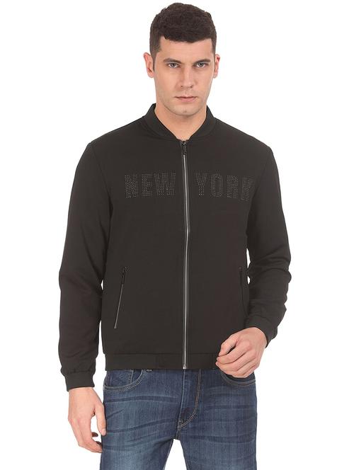 black solid casual jacket - 19050137 - Very Small Image - 1
