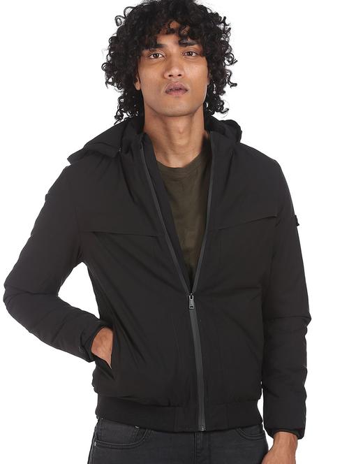 black polyester casual jacket - 19050141 - Very Small Image - 1