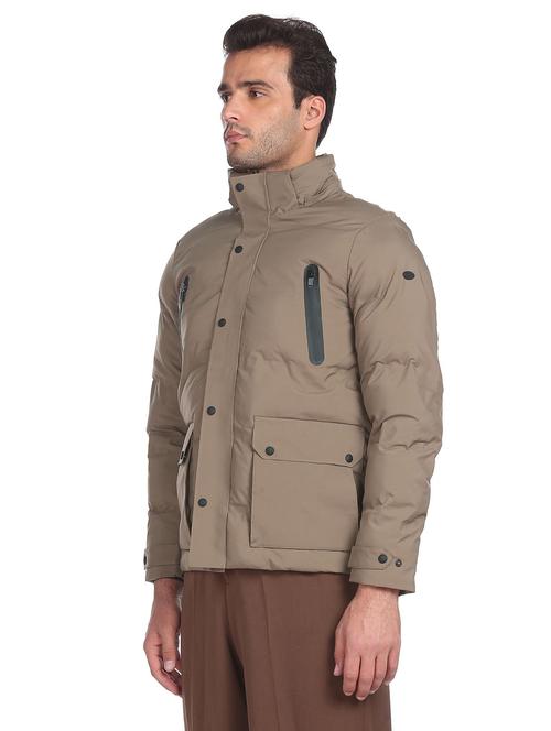 brown hooded casual jacket - 19050347 - Very Small Image - 1