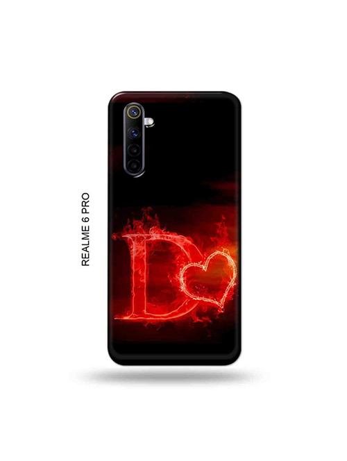 tweakymod designer printed hard case | fire heart letter d back cover compatible with realme 6 pro - 19051471 - Very Small Image - 1