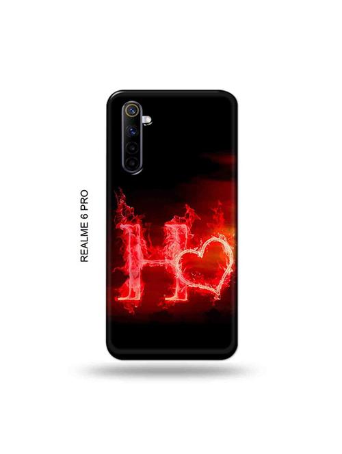 tweakymod designer printed hard case | fire heart letter h back cover compatible with realme 6 pro - 19051475 - Very Small Image - 1