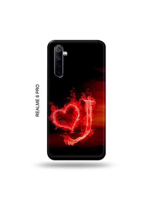 tweakymod designer printed hard case | fire heart letter j back cover compatible with realme 6 pro - 19051477 - Very Small Image - 1