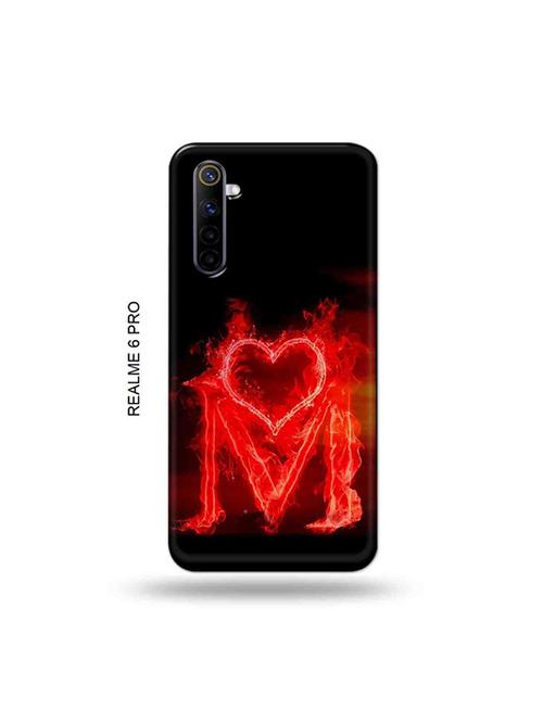 tweakymod designer printed hard case | fire heart letter m back cover compatible with realme 6 pro - 19051480 - Very Small Image - 1