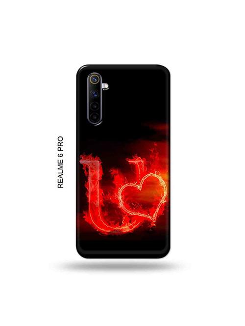 tweakymod designer printed hard case | fire heart letter u back cover compatible with realme 6 pro - 19051489 - Very Small Image - 1