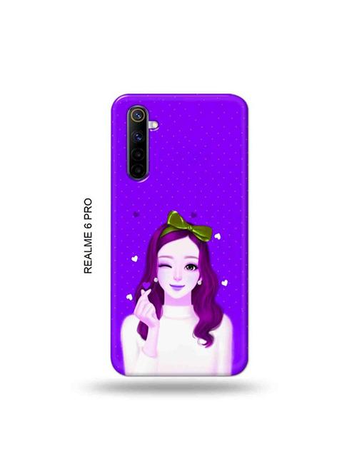 tweakymod designer printed hard case | lovely girl purple back cover compatible with realme 6 pro - 19051548 - Very Small Image - 1