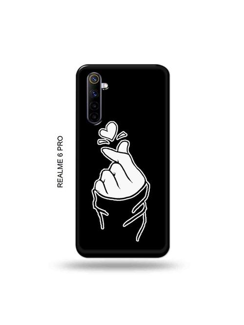 tweakymod designer printed hard case | korean heart gesture black back cover compatible with realme 6 pro - 19051814 - Very Small Image - 1