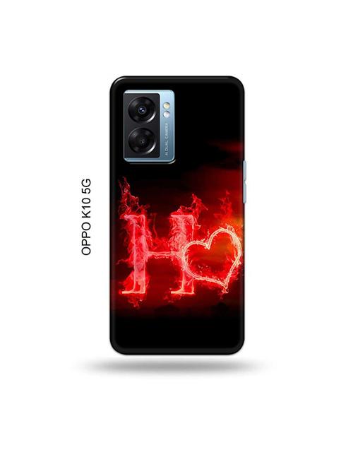 tweakymod designer printed hard case | fire heart letter h back cover compatible with oppo k10 5g - 19054159 - Very Small Image - 1